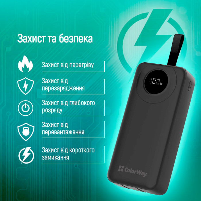 Повербанк COLORWAY EnergyPlus 30000mAh (CW-PB300LPB4BK-PDD)