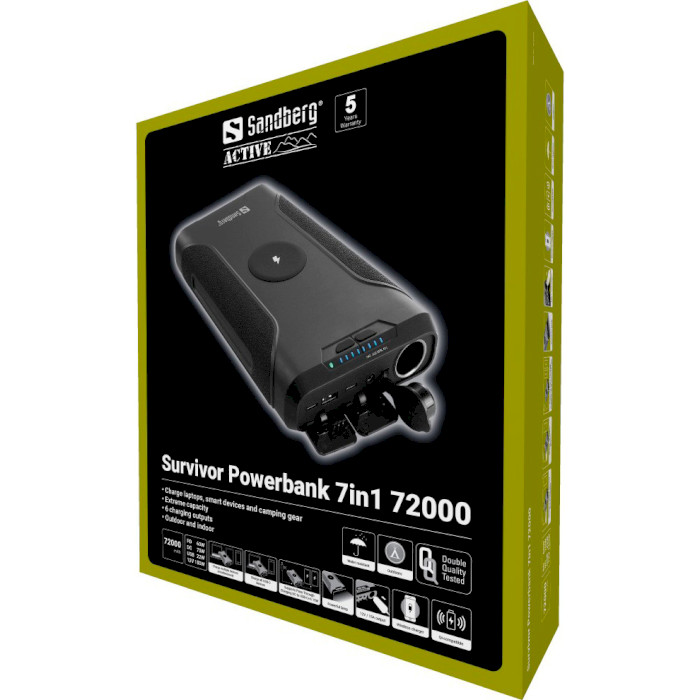 Повербанк с беспроводной зарядкой SANDBERG Survivor Powerbank 7-in1 72000mAh (420-64)