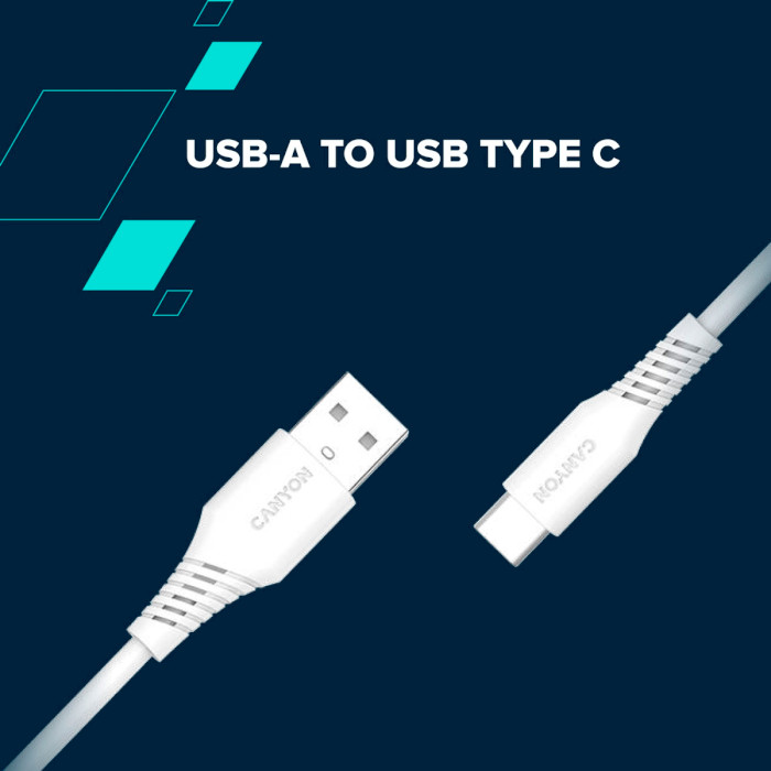 Кабель CANYON AC18SC Charge & Sync USB-A to USB-C 1.2м White (CNS-AC18SC12W)