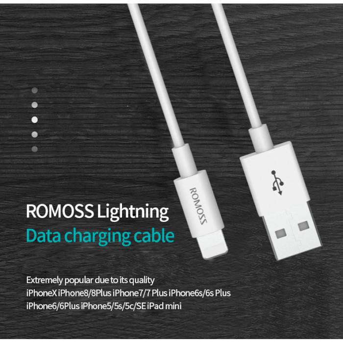 Кабель ROMOSS CB12 USB-A to Lightning 2A 1м White (CB12-101-04H)