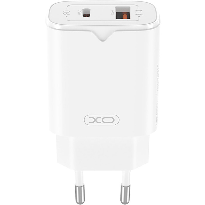 Зарядное устройство XO L130 1xUSB-C, 1xUSB-A, QC3.0, PD30W White (L130.WHITE)