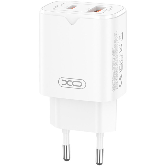 Зарядное устройство XO L130 1xUSB-C, 1xUSB-A, QC3.0, PD30W White (L130.WHITE)