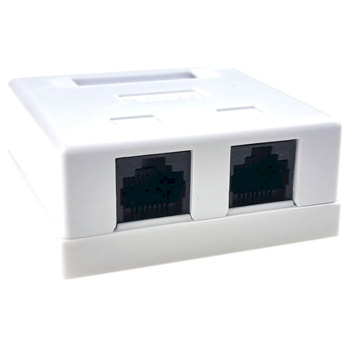 Розетка накладная ESERVER 2xRJ-45 Cat.5e UTP White (WT-2015A)