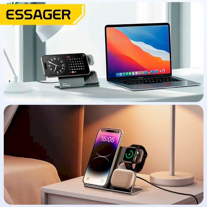 Бездротовий зарядний пристрій ESSAGER OJD-119 Fantasy 3 in 1 Wireless Charger (EWXZM-RC0G-Z)