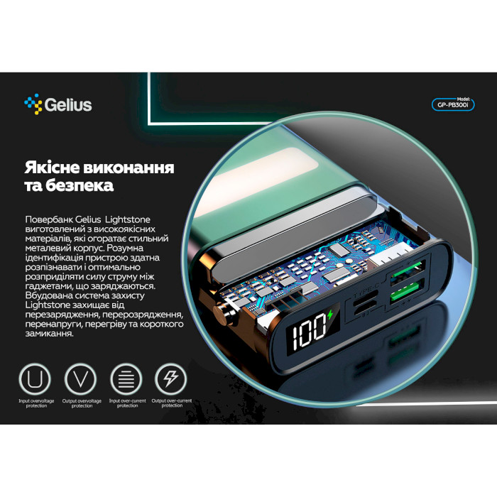 Повербанк GELIUS Lightstone GP-PB300i 20000mAh Green