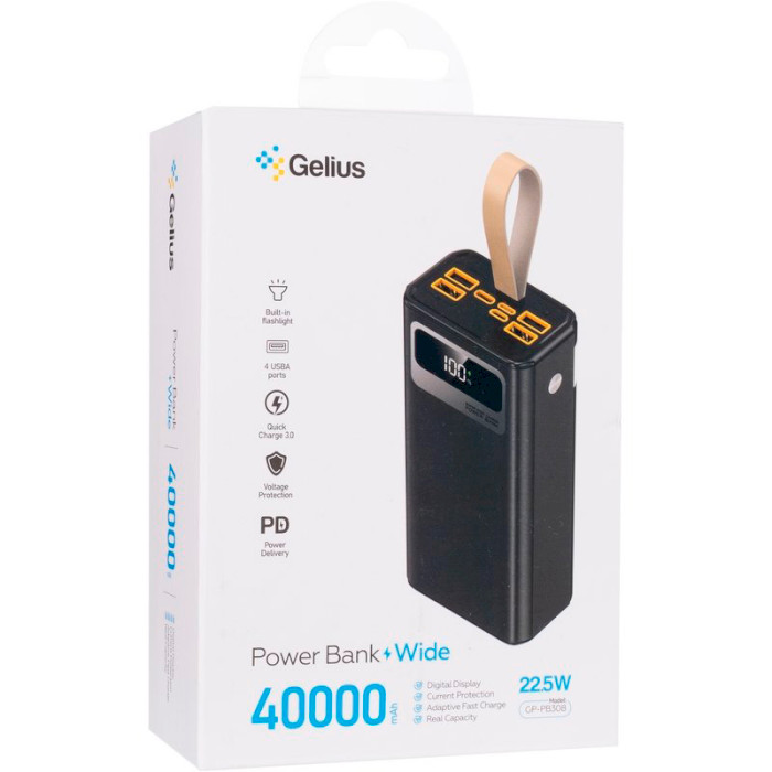 Повербанк GELIUS Wide GP-PB308 40000mAh Black