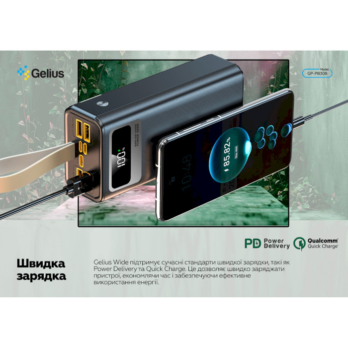 Повербанк GELIUS Wide GP-PB308 40000mAh Black