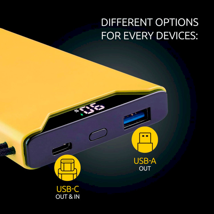 Повербанк INTENSO F10000 1xUSB-C PD3.0, 1xUSB-A QC3.0 10000mAh Yellow (7332039)