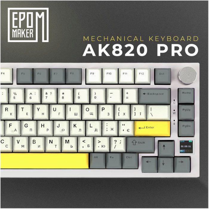 Клавіатура бездротова EPOMAKER Ajazz AK820 Pro Flying Fish Switch White