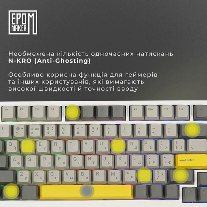 Клавіатура бездротова EPOMAKER Ajazz AK820 Pro Flying Fish Switch White