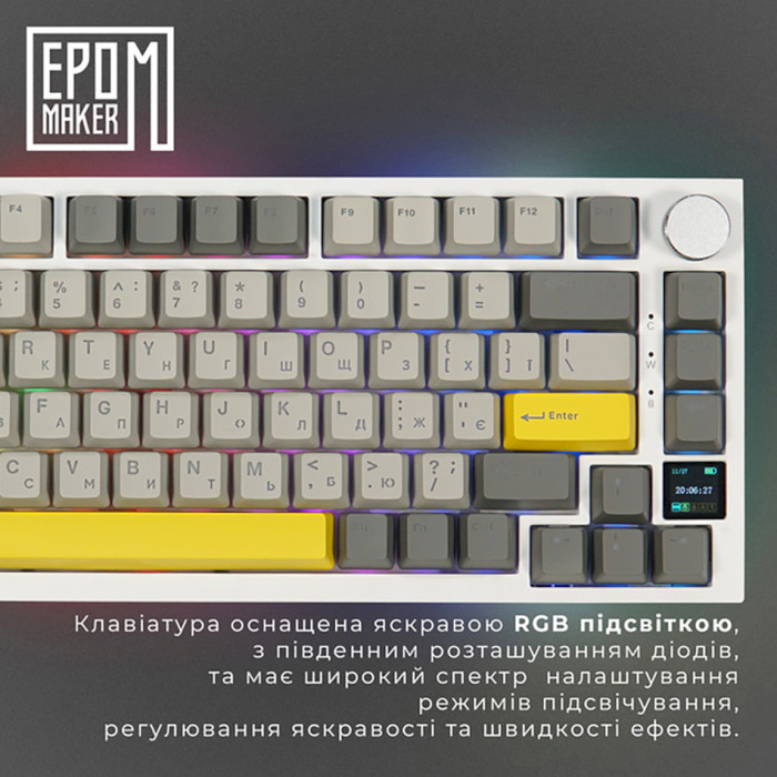 Клавіатура бездротова EPOMAKER Ajazz AK820 Pro Flying Fish Switch White