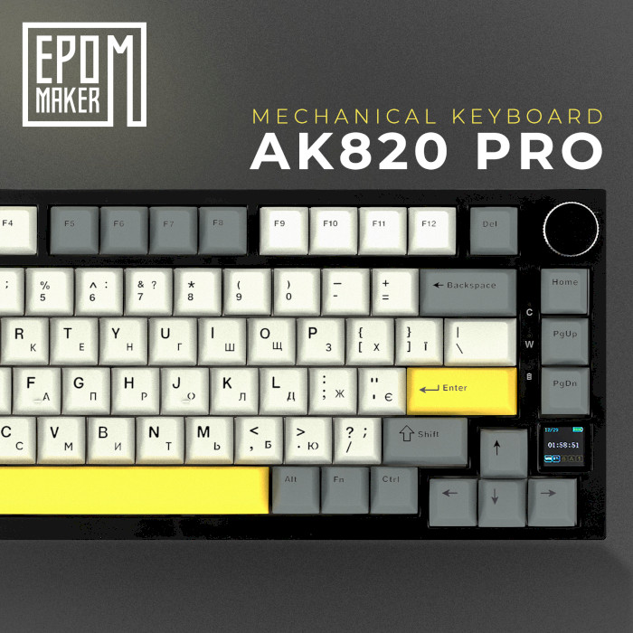 Клавіатура бездротова EPOMAKER Ajazz AK820 Pro Gift Switch Black