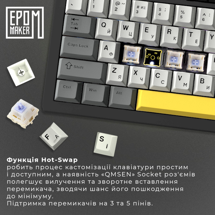 Клавіатура бездротова EPOMAKER Ajazz AK820 Pro Gift Switch Black