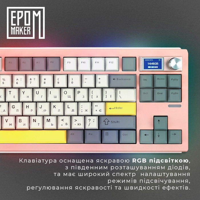 Клавіатура бездротова EPOMAKER Shadow-S Wisteria Linear Switch Pink