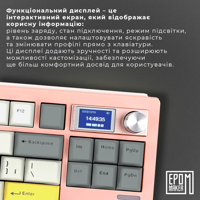 Клавіатура бездротова EPOMAKER Shadow-S Wisteria Linear Switch Pink