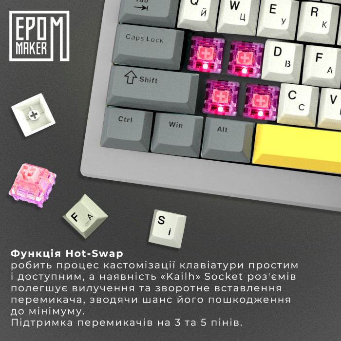 Клавіатура бездротова EPOMAKER Shadow-X Flamingo Switch Black