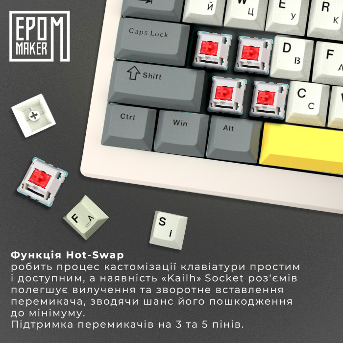 Клавіатура бездротова EPOMAKER Shadow-X Mulan Switch White