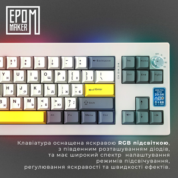 Клавіатура бездротова EPOMAKER Shadow-X Mulan Switch White