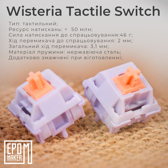 Клавіатура бездротова EPOMAKER TH80 Pro V2 Wisteria Tactile Switch White