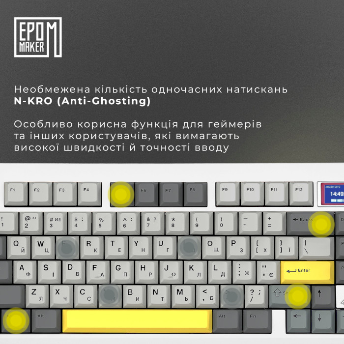 Клавіатура бездротова EPOMAKER TH80 Pro V2 Wisteria Tactile Switch White