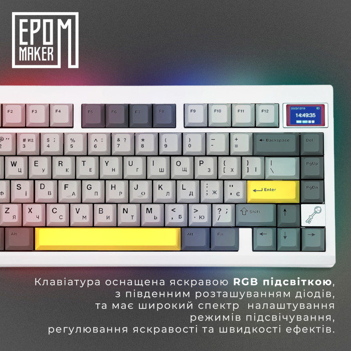 Клавіатура бездротова EPOMAKER TH80 Pro V2 Wisteria Tactile Switch White