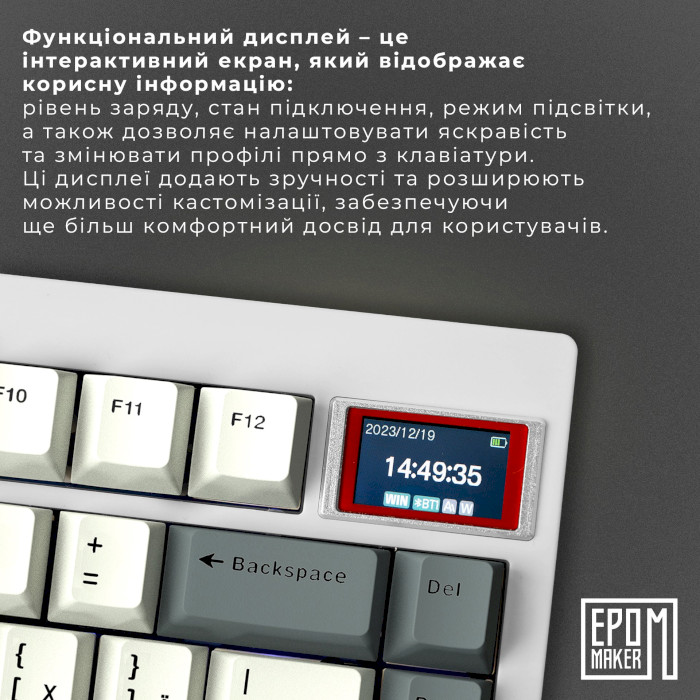 Клавіатура бездротова EPOMAKER TH80 Pro V2 Wisteria Tactile Switch White