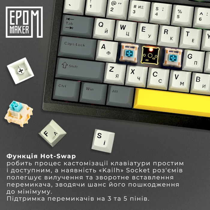 Клавіатура бездротова EPOMAKER TH80 SE Budgerigar V2 Switch Black