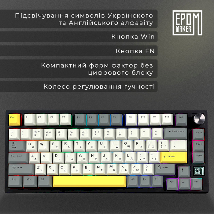 Клавіатура бездротова EPOMAKER TH80 SE Budgerigar V2 Switch Black