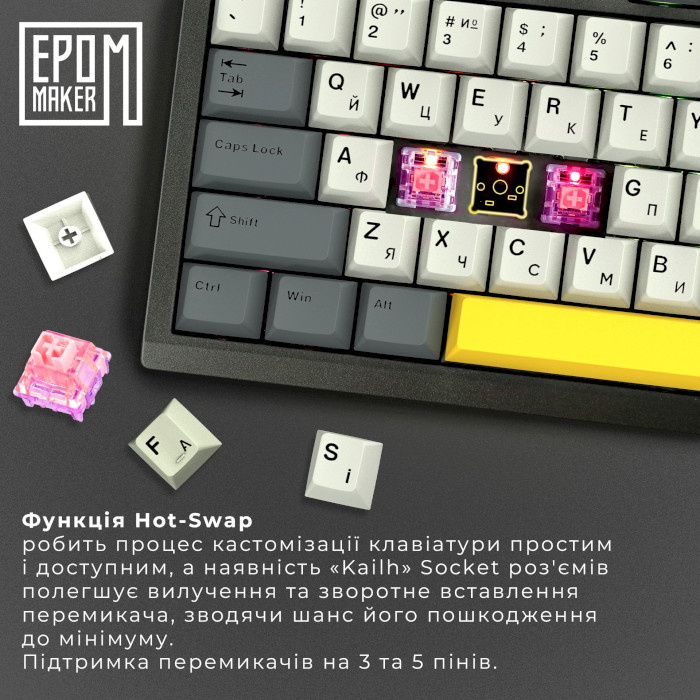 Клавіатура бездротова EPOMAKER TH80 SE Flamingo Switch Black