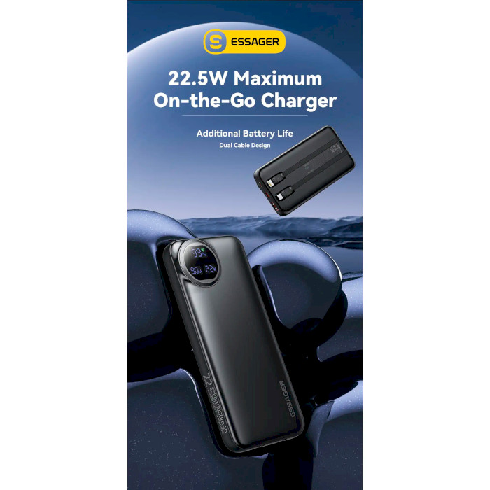 Повербанк ESSAGER ES-D016 2xUSB-C, 1xLightning, 1xUSB-A, 22.5W 20000mAh