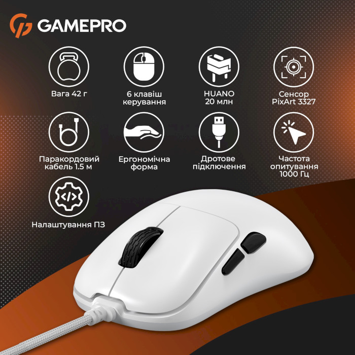 Миша ігрова GAMEPRO GM690 White