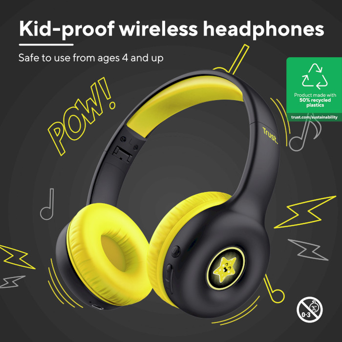 Наушники TRUST Nouna Kids Wireless Black (25405)