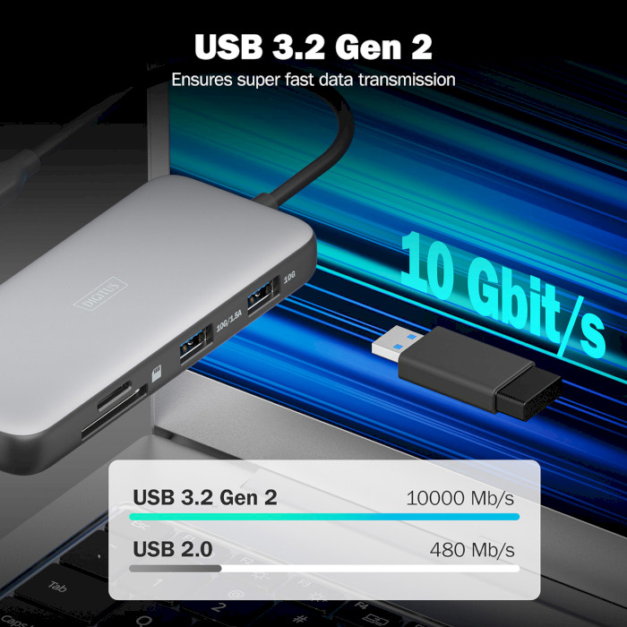 Порт-реплікатор DIGITUS USB-C 8-port Docking Station (DA-70915)