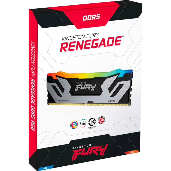 Модуль пам'яті KINGSTON FURY Renegade RGB Black/Silver CUDIMM DDR5 8400MHz 48GB Kit 2x24GB (KF584CU40RSAK2-48)