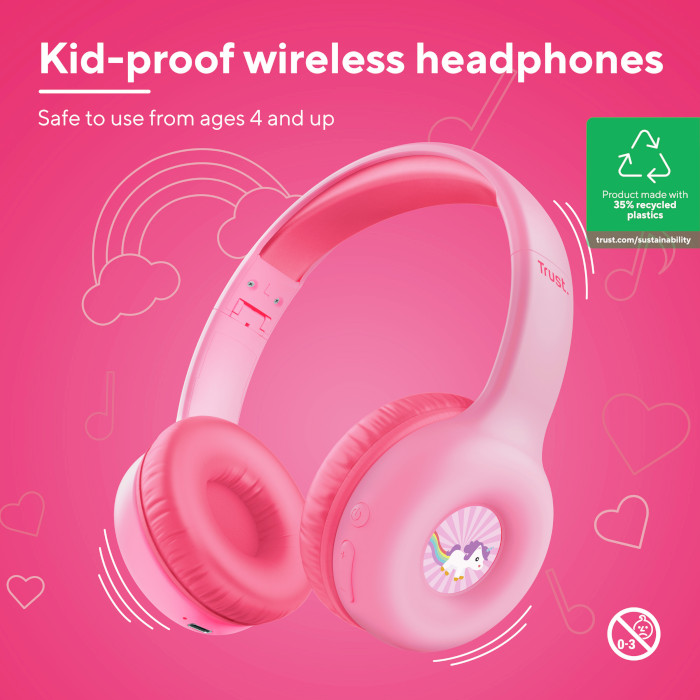 Наушники TRUST Nouna Kids Wireless Pink (25274)