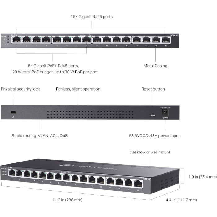 Коммутатор TP-LINK SG2016P