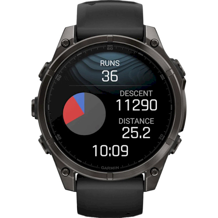 Смарт-годинник GARMIN Fenix 8 Sapphire 47mm Carbon Gray DLC Titanium with Black/Pebble Gray Silicone Band (010-02904-21)