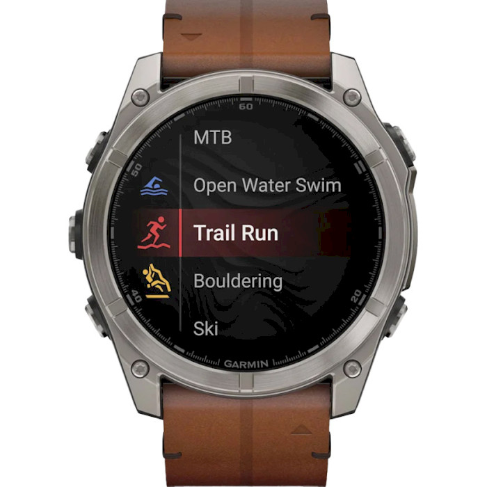 Смарт-часы GARMIN Fenix 8 Sapphire 51mm Titanium with Chestnut Leather Band (010-02905-40)