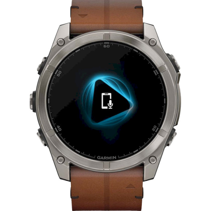 Смарт-часы GARMIN Fenix 8 Sapphire 51mm Titanium with Chestnut Leather Band (010-02905-40)