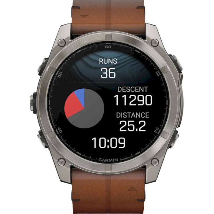 Смарт-часы GARMIN Fenix 8 Sapphire 51mm Titanium with Chestnut Leather Band (010-02905-40)