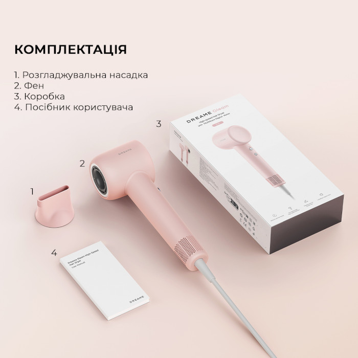 Фен DREAME Hair Dryer Gleam Pink (AHD12A-PK)