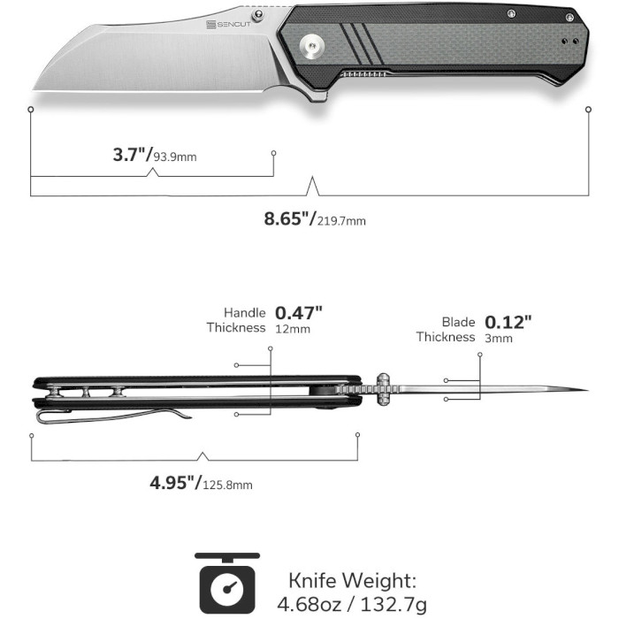 Складной нож SENCUT Draxor Gray/Black (S24035-3)