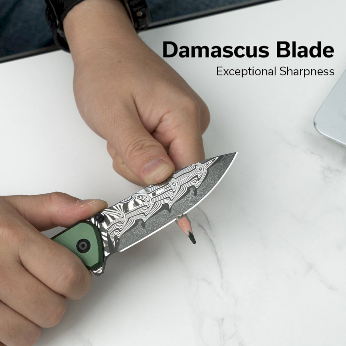 Складаний ніж CIVIVI Hyperpulse Damascus Blade Aluninium Handle Green