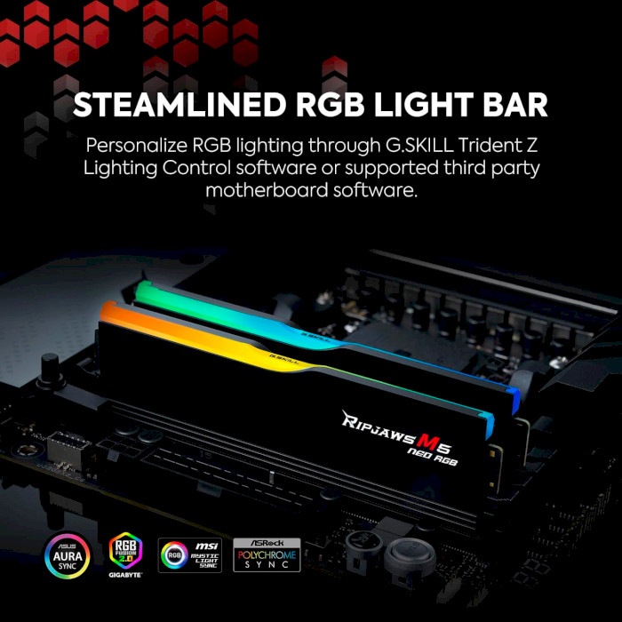 Модуль памяти G.SKILL Ripjaws M5 Neo RGB Matte White DDR5 6400MHz 32GB Kit 2x16GB (F5-6400J3240G16GX2-RM5NRW)