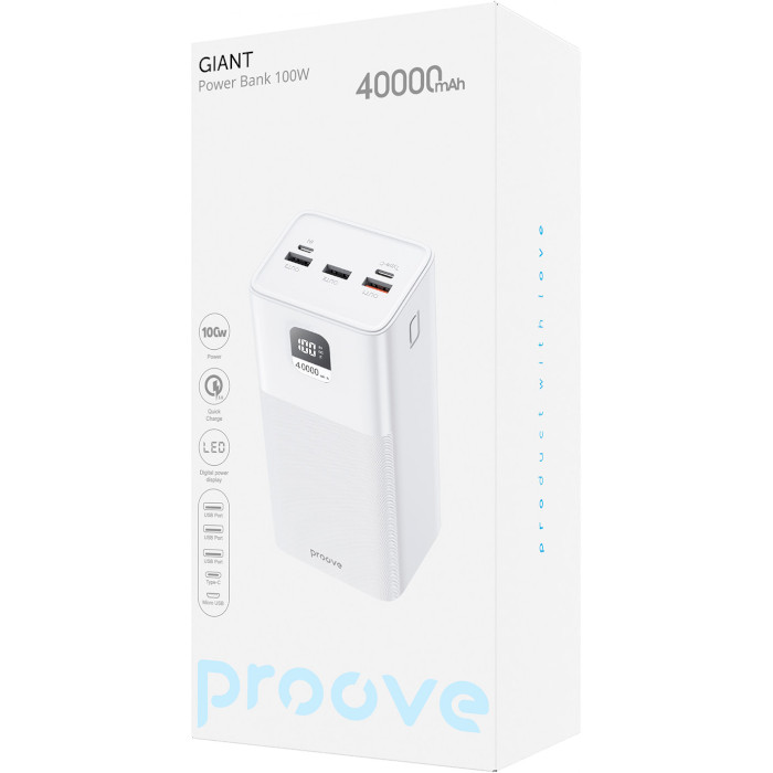 Повербанк PROOVE Giant 100W 40000mAh White