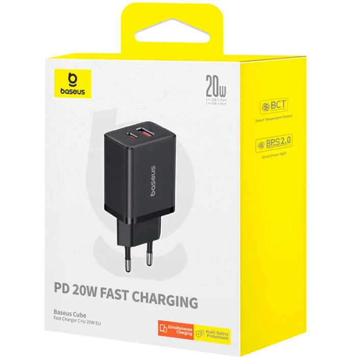 Зарядний пристрій BASEUS Cube Fast Charger C+U 20W Cluster Black (P10111403113-00)