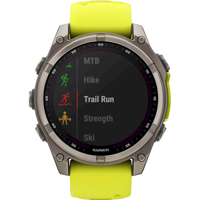 Смарт-часы GARMIN Fenix 8 Sapphire Solar 51mm Titanium with Amp Yellow/Graphite Silicone Band (010-02907-21)