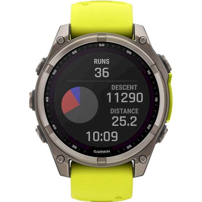 Смарт-часы GARMIN Fenix 8 Sapphire Solar 51mm Titanium with Amp Yellow/Graphite Silicone Band (010-02907-21)