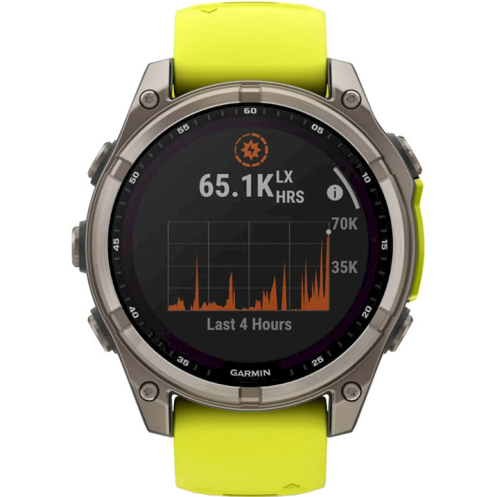 Смарт-часы GARMIN Fenix 8 Sapphire Solar 47mm Titanium with Amp Yellow/Graphite Silicone Band (010-02906-21)