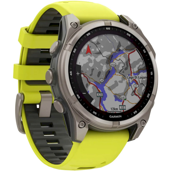 Смарт-часы GARMIN Fenix 8 Sapphire Solar 47mm Titanium with Amp Yellow/Graphite Silicone Band (010-02906-21)